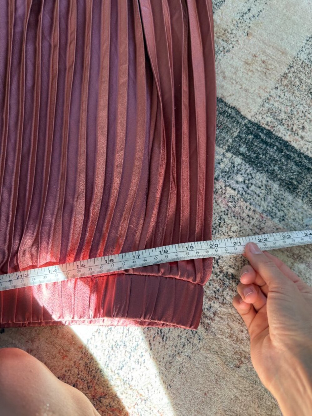Arula Size B Pleated Midi Skirt Dusty Rose Pink Elastic Waist A-Line - Picture 5 of 6